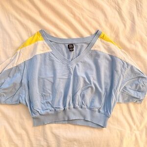 BDG Sky Blue Crop Top with Yellow Highlights